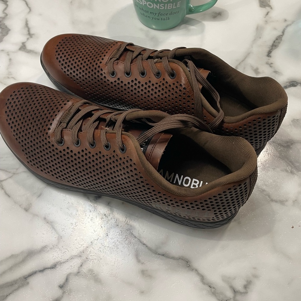 New coffee grey trainer leather trainer Nobull shoes. Size 16 mens